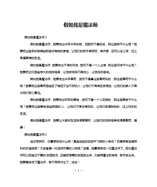 假如我是魔法师