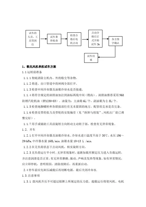氧化风机等调试方案