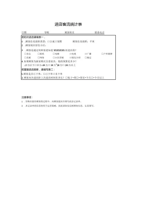 进店客流统计表