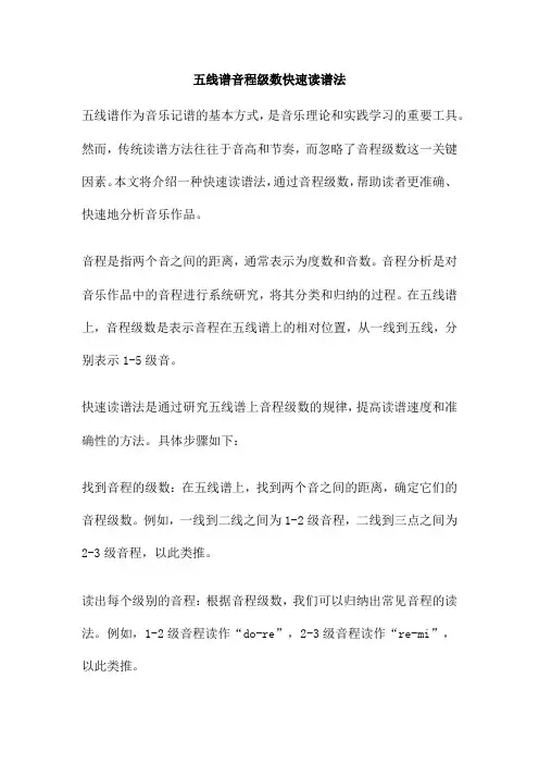 五线谱音程级数快速读谱法