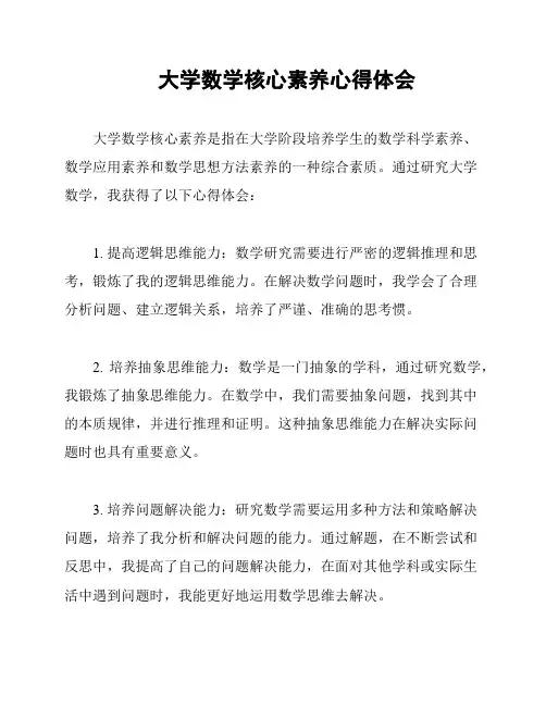 大学数学核心素养心得体会