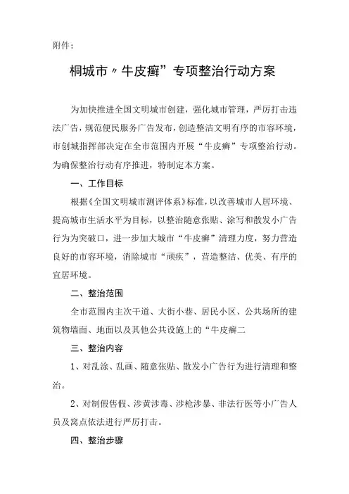 市牛皮癣专项整治行动方案