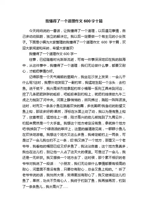 我懂得了一个道理作文600字十篇