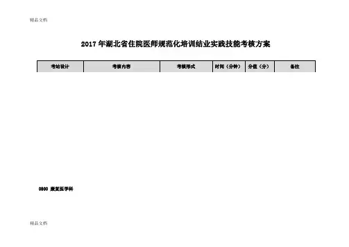 最新湖北省住院医师规范化培训结业实践技能考核方案