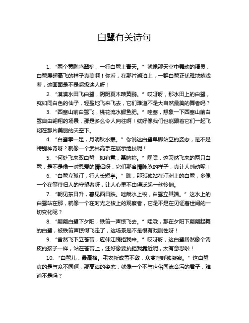 白鹭有关诗句