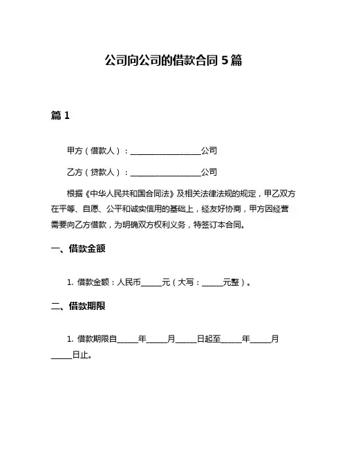 公司向公司的借款合同5篇