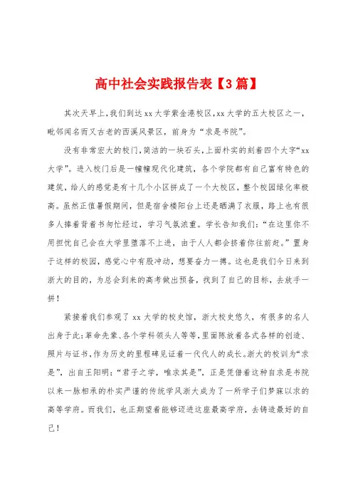高中社会实践报告表