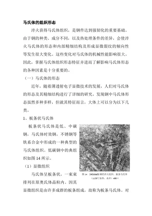 马氏体的组织形态