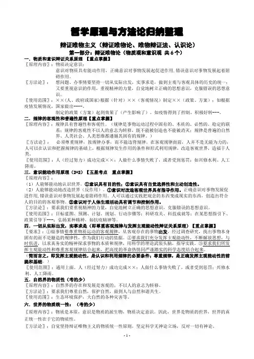 哲学原理与方法论归纳整理