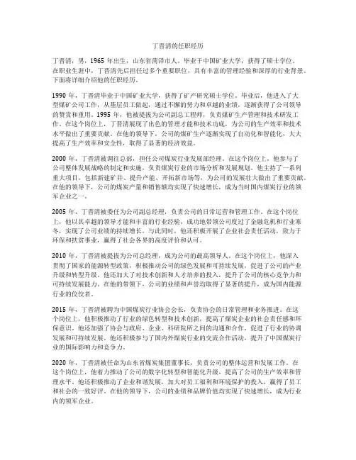 丁晋清的任职经历