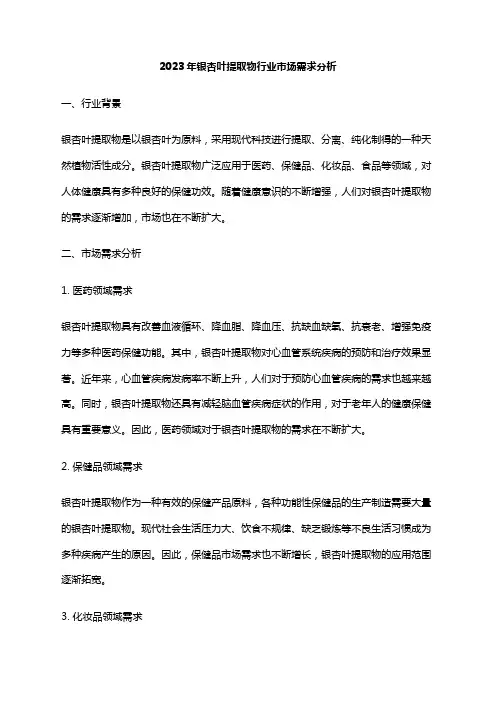 2023年银杏叶提取物行业市场需求分析
