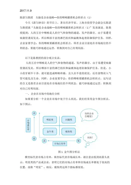 2017.11.9陈湛匀教授 头脑是企业战略--你的咽喉瞄准机会转折点(1)