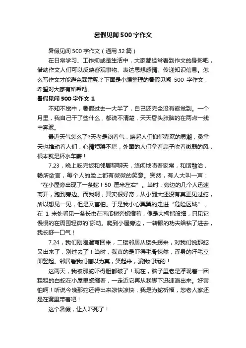 暑假见闻500字作文（通用32篇）