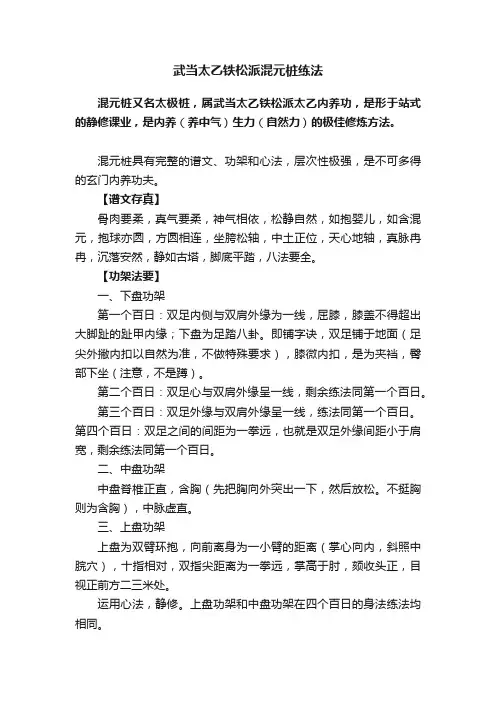武当太乙铁松派混元桩练法