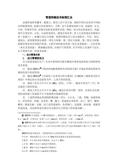 管道焊接技术标准汇总
