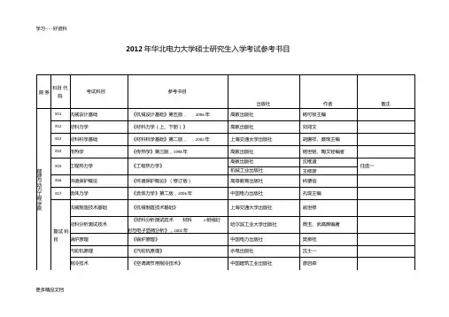 华北电力大学考试考试参考书目版本