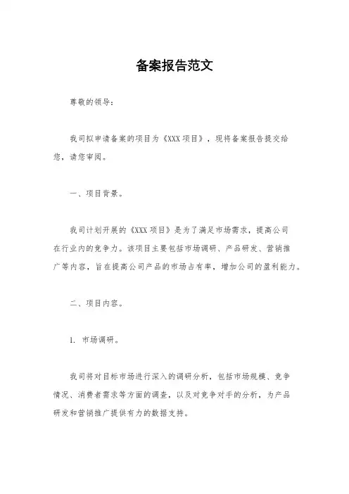 备案报告范文