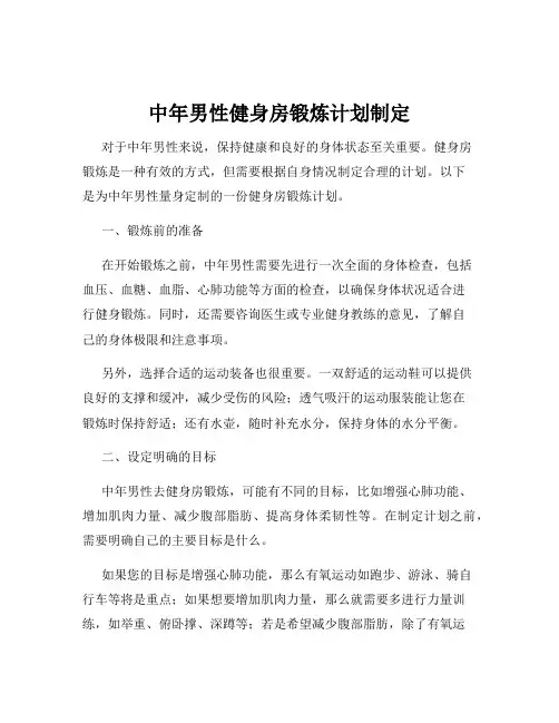 中年男性健身房锻炼计划制定