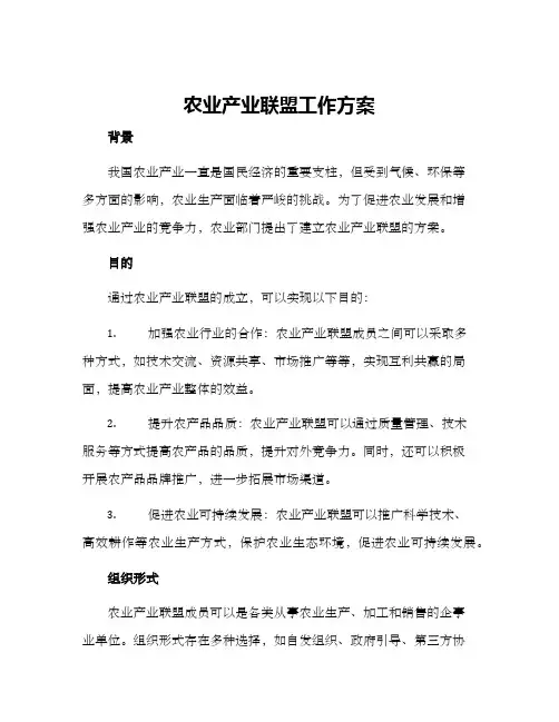 农业产业联盟工作方案