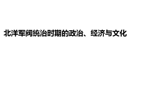统编版高一历史 北洋军阀统治时期的政治、经济与文化