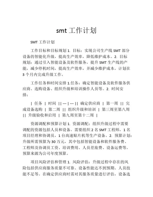 smt工作计划
