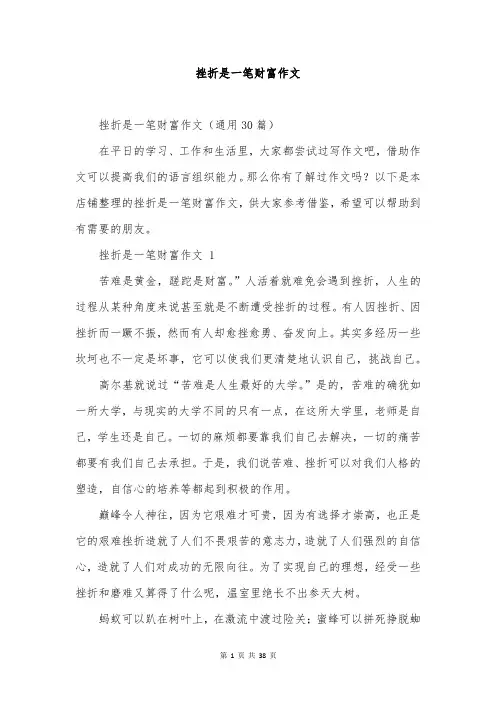 挫折是一笔财富作文