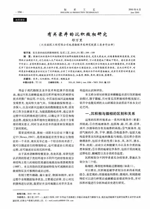 有关录井的沉积微相研究