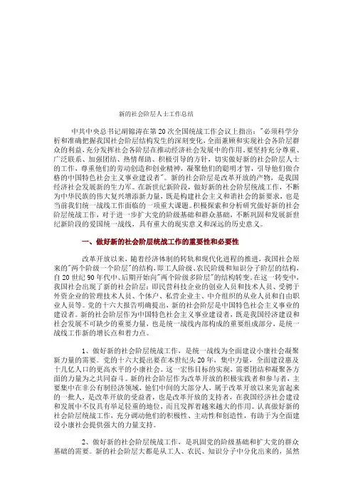 新的社会阶层人士工作总结