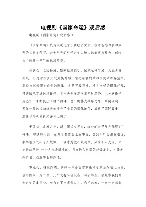电视剧《国家命运》观后感