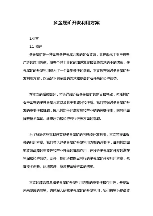 多金属矿开发利用方案