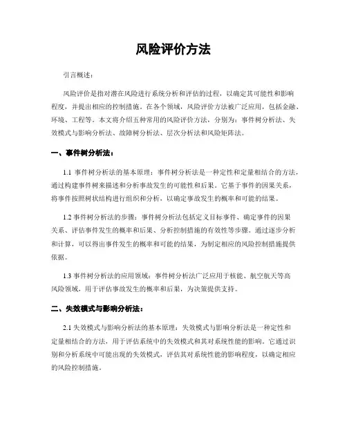 风险评价方法