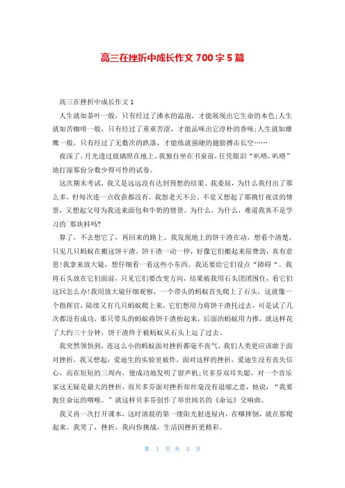 高三在挫折中成长作文700字5篇
