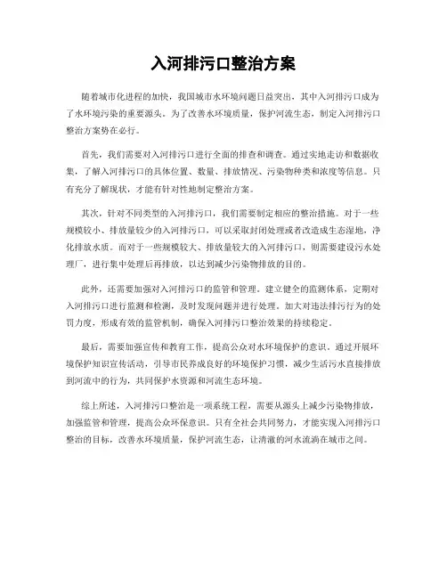 入河排污口整治方案