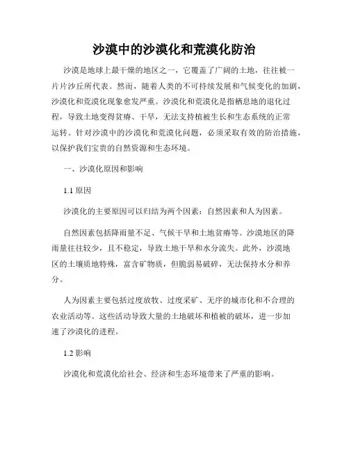 沙漠中的沙漠化和荒漠化防治