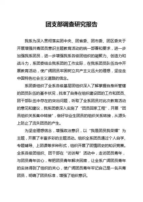 团支部调查研究报告
