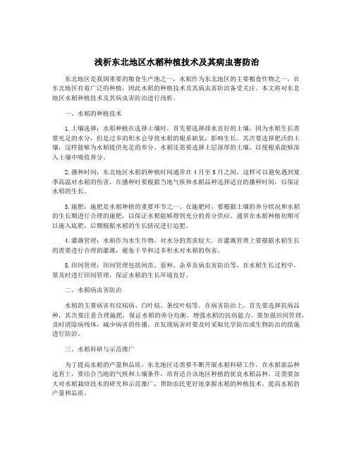 浅析东北地区水稻种植技术及其病虫害防治