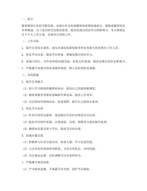 电视台的个人工作计划