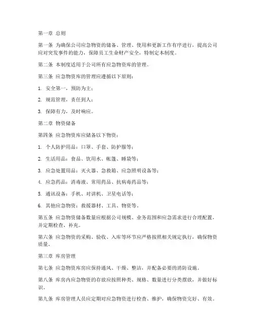 公司应急物资库的管理制度