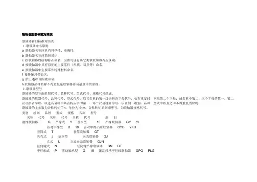 联轴器新旧标准对照表