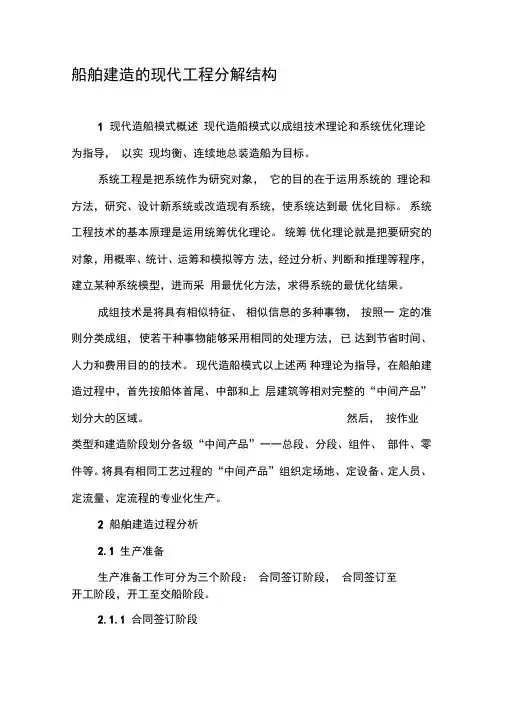 船舶建造的现代工程分解结构