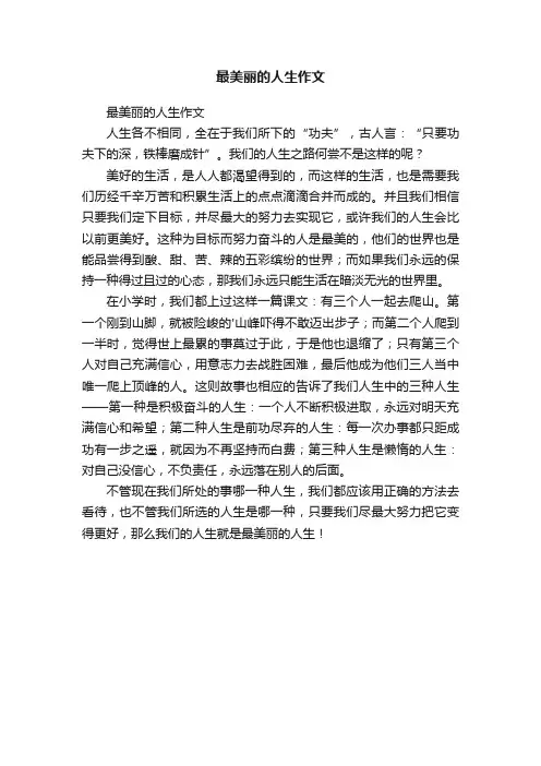 最美丽的人生作文