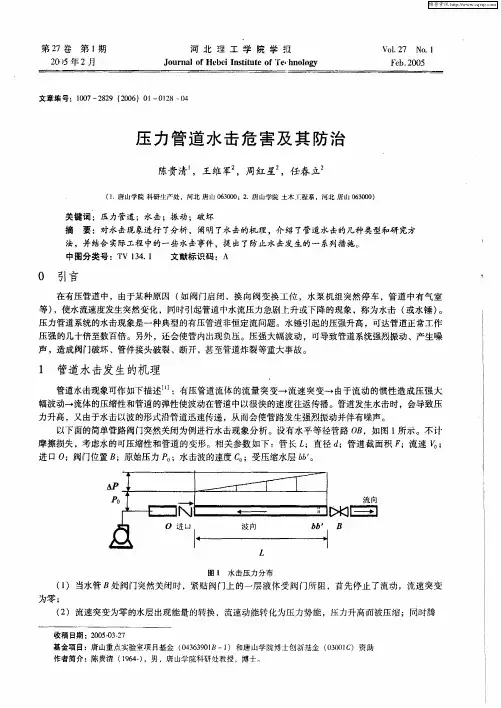 7、压力管道水击危害及其防治