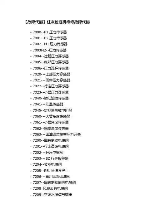 【故障代码】住友挖掘机维修故障代码