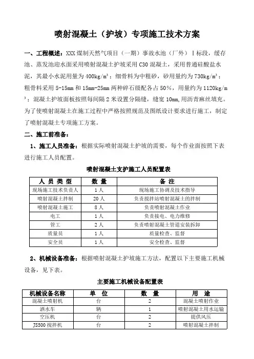喷射混凝土(护坡)专项施工技术方案