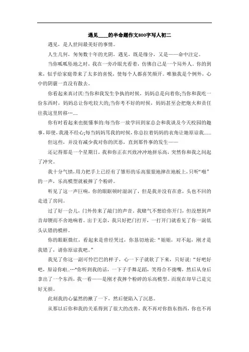 遇见____的半命题作文800字写人初二