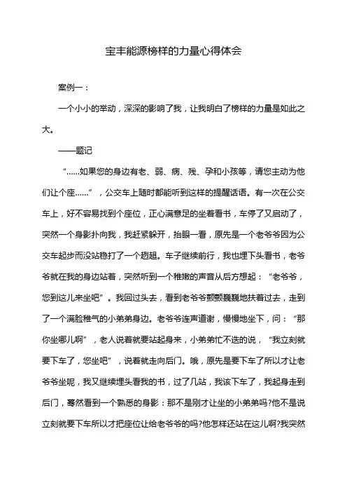 宝丰能源榜样的力量心得体会