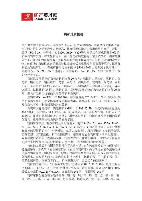 钨矿地质概述