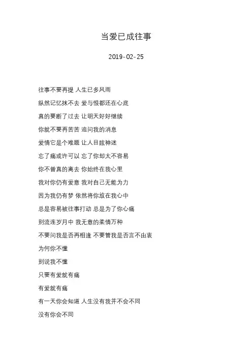 辛晓琪—当爱已成往事—歌词