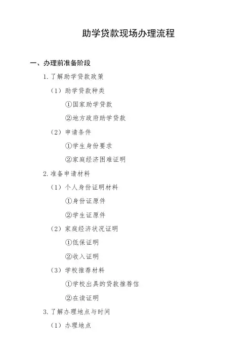 助学贷款现场办理流程