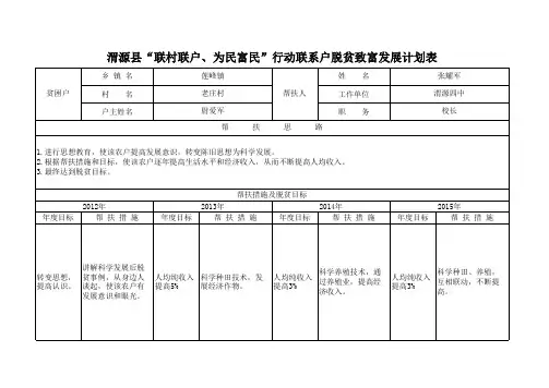 脱贫致富发展计划表(领导)
